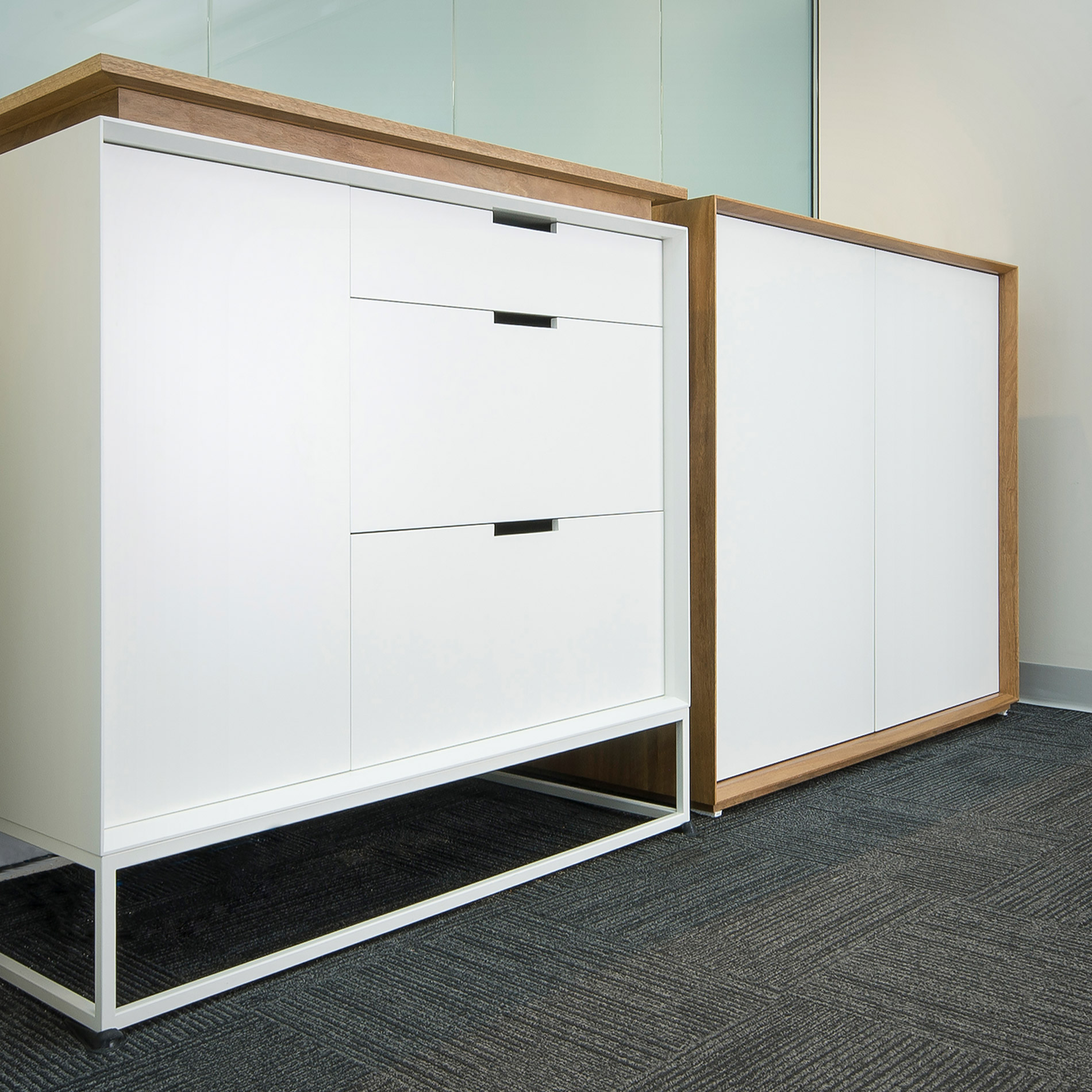 Storage is always the problem and this cleverly designed set of cabinets by Australian designer FrancoCrea resolves this for the inner city office