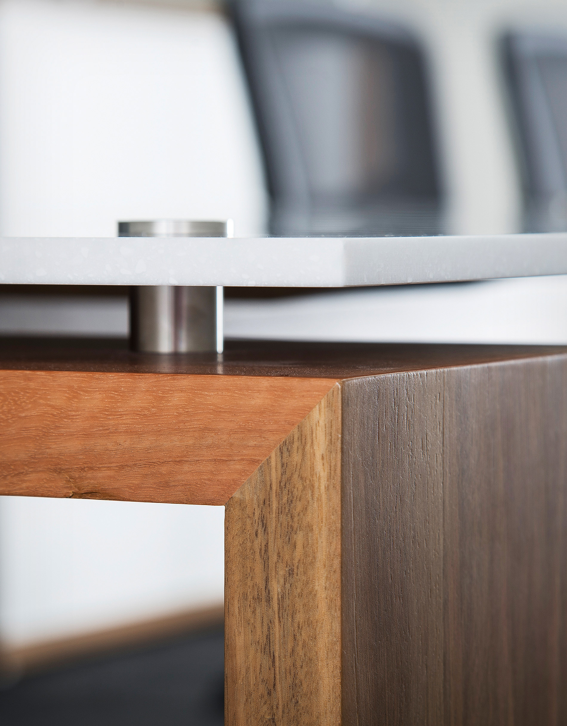 The office sports beautiful detailing in the designer table created by Australian designer FrancoCrea