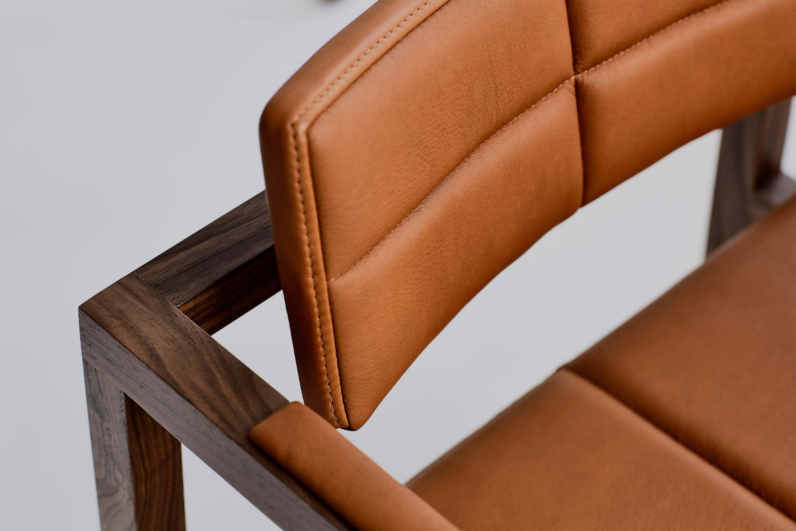 Soft light shows the beautiful natural qualities of this premium leather on the designer chairs by Australian designer FrancoCrea