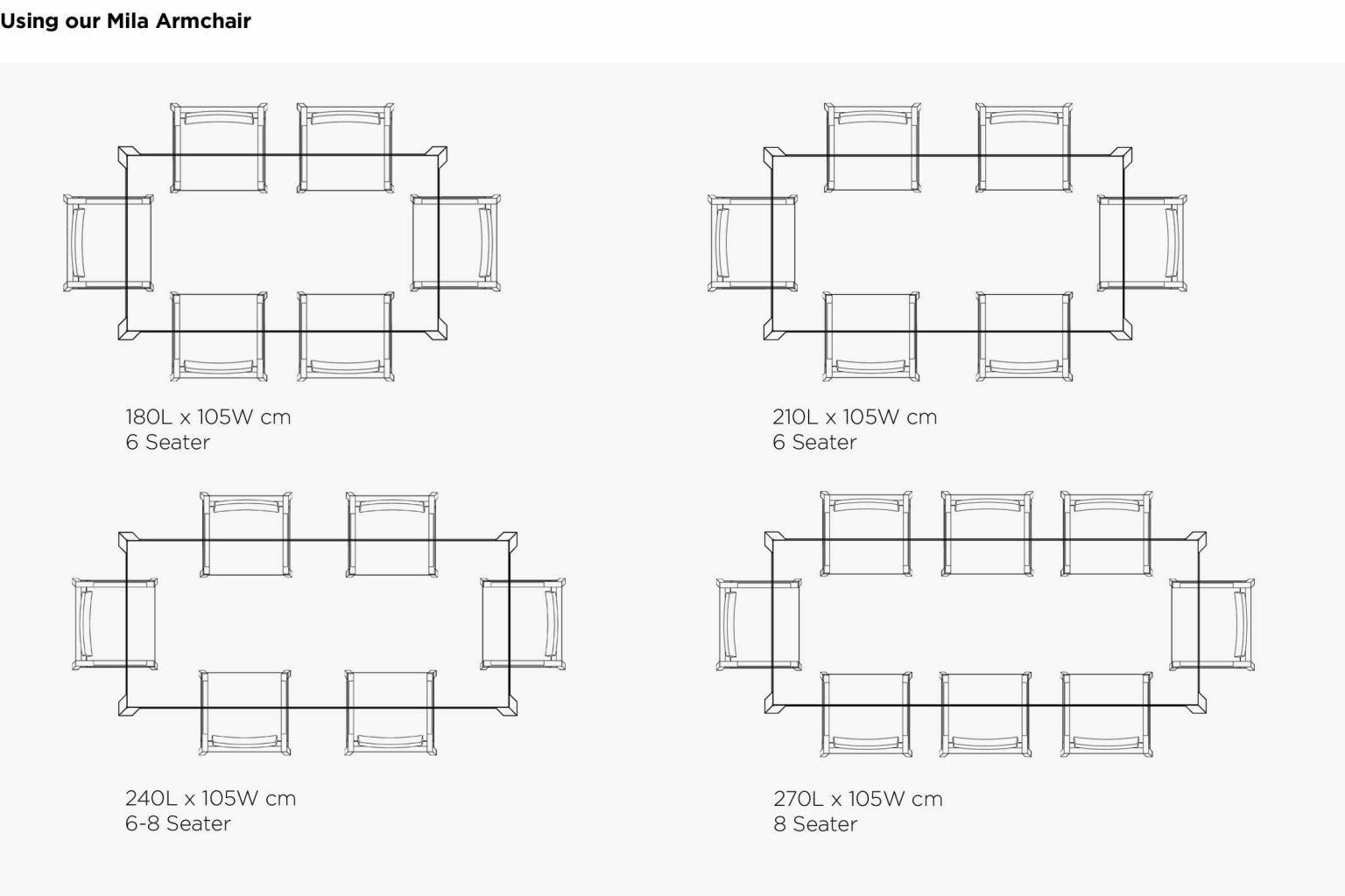 Table size guide Designer furniture Australia FrancoCrea