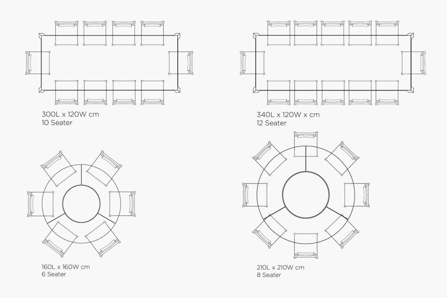 Table size guide Designer furniture Australia FrancoCrea